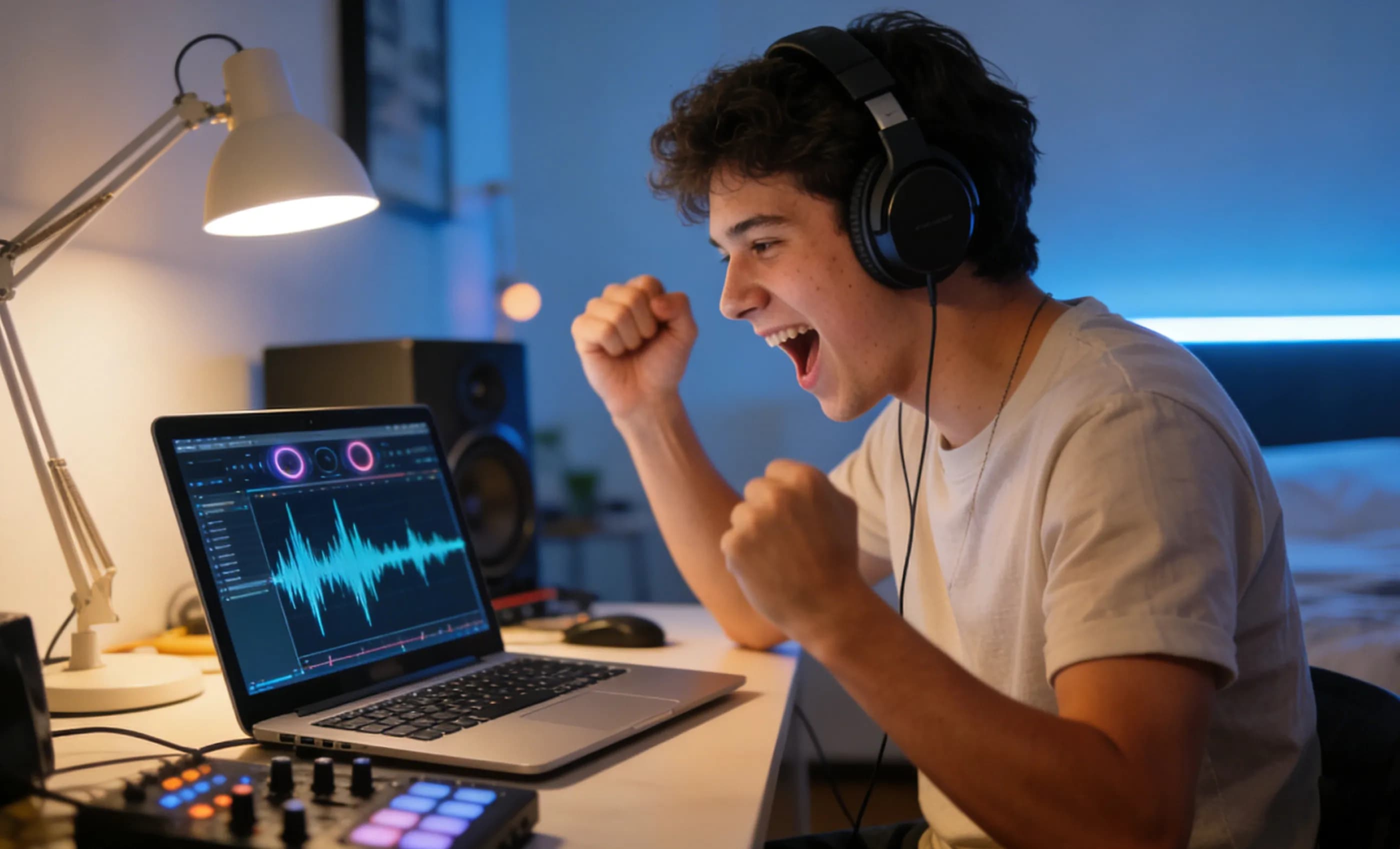 Music creator generating DJ beats instantly using an AI DJ music maker online